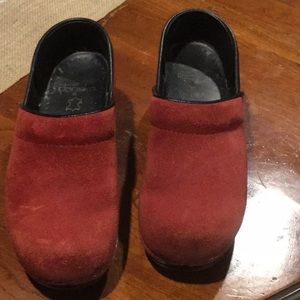Dansko red suede clogs size 6